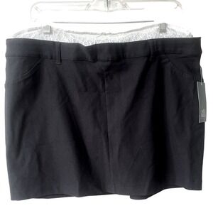 Wild Fable Pull On Mini Skirt Womens Large Black White Lace Detail Stretch NWT